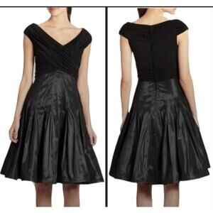 Tadashi Shoji Women's 4 Black Taffeta Fit and Flare Knee Length Dress NWT